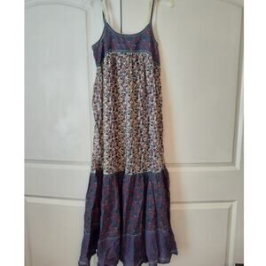 Natural Life Purple Boho Mixed Print Cotton Maxi Dress size S NEW Prairie